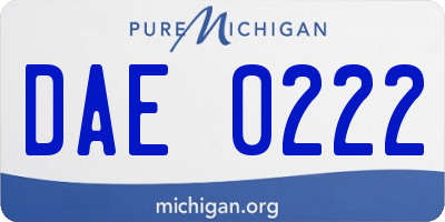 MI license plate DAE0222