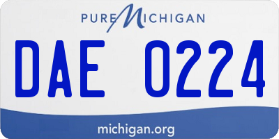 MI license plate DAE0224