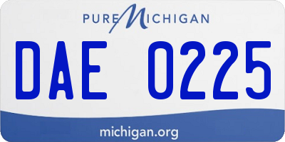 MI license plate DAE0225