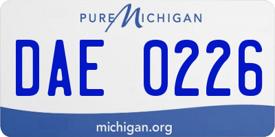 MI license plate DAE0226
