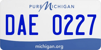 MI license plate DAE0227