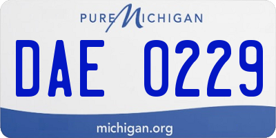 MI license plate DAE0229