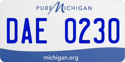 MI license plate DAE0230