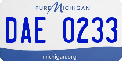 MI license plate DAE0233