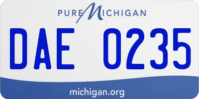 MI license plate DAE0235