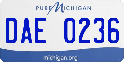 MI license plate DAE0236