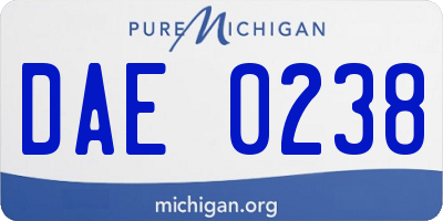 MI license plate DAE0238