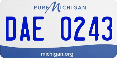MI license plate DAE0243