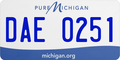 MI license plate DAE0251