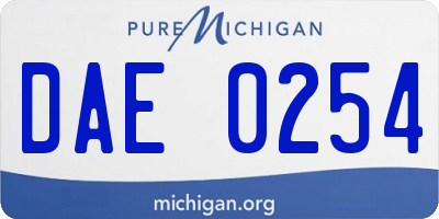 MI license plate DAE0254