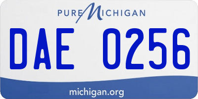 MI license plate DAE0256
