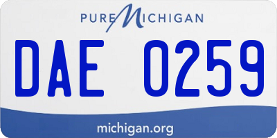 MI license plate DAE0259