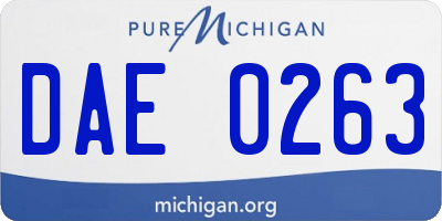 MI license plate DAE0263