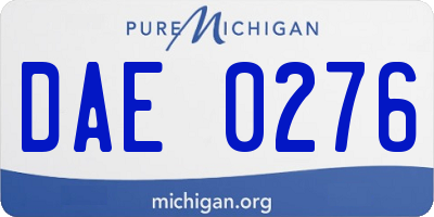 MI license plate DAE0276