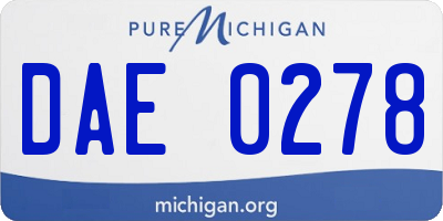 MI license plate DAE0278