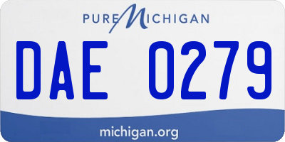 MI license plate DAE0279