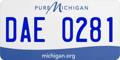 MI license plate DAE0281