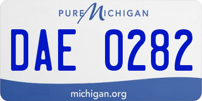 MI license plate DAE0282