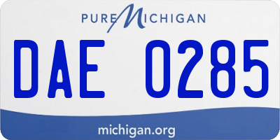MI license plate DAE0285