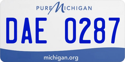 MI license plate DAE0287
