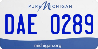 MI license plate DAE0289