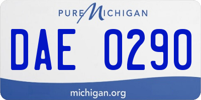 MI license plate DAE0290