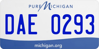 MI license plate DAE0293