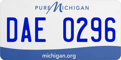 MI license plate DAE0296