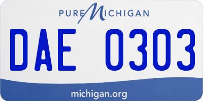MI license plate DAE0303