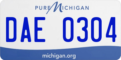 MI license plate DAE0304