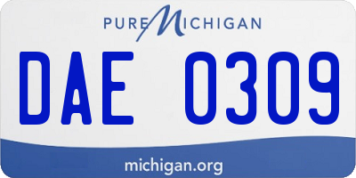 MI license plate DAE0309