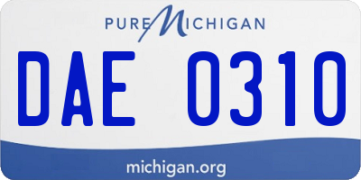 MI license plate DAE0310