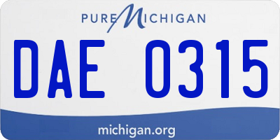 MI license plate DAE0315