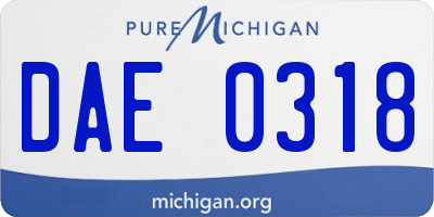 MI license plate DAE0318