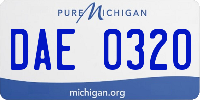 MI license plate DAE0320