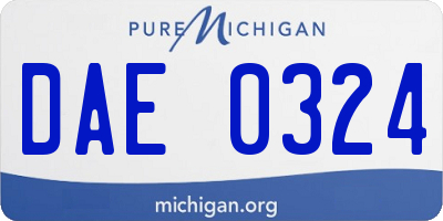 MI license plate DAE0324
