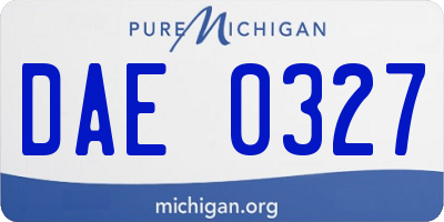 MI license plate DAE0327