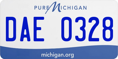 MI license plate DAE0328