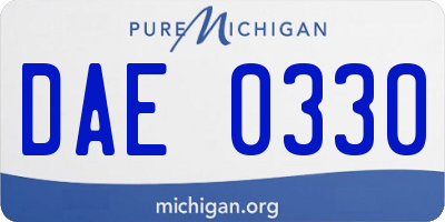 MI license plate DAE0330