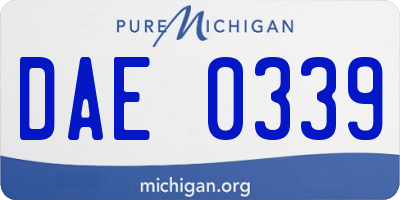 MI license plate DAE0339