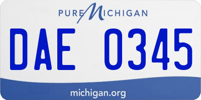 MI license plate DAE0345