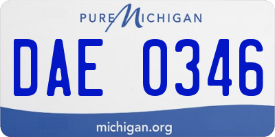 MI license plate DAE0346