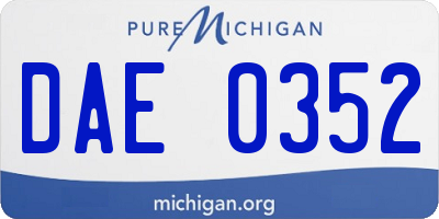 MI license plate DAE0352