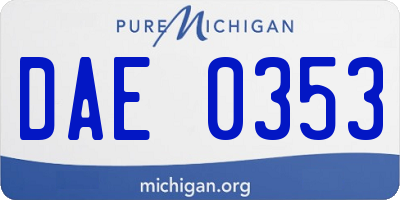MI license plate DAE0353