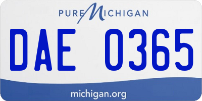 MI license plate DAE0365