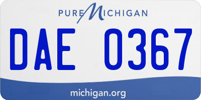 MI license plate DAE0367