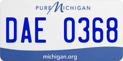 MI license plate DAE0368