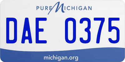 MI license plate DAE0375