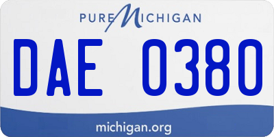 MI license plate DAE0380