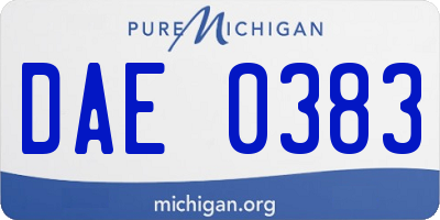 MI license plate DAE0383